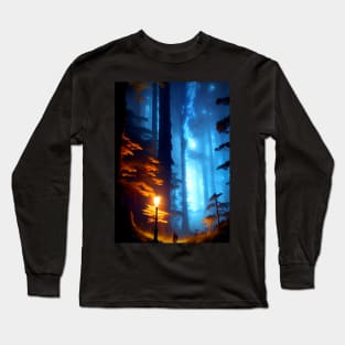 The Night Light In Dark Forest. Long Sleeve T-Shirt